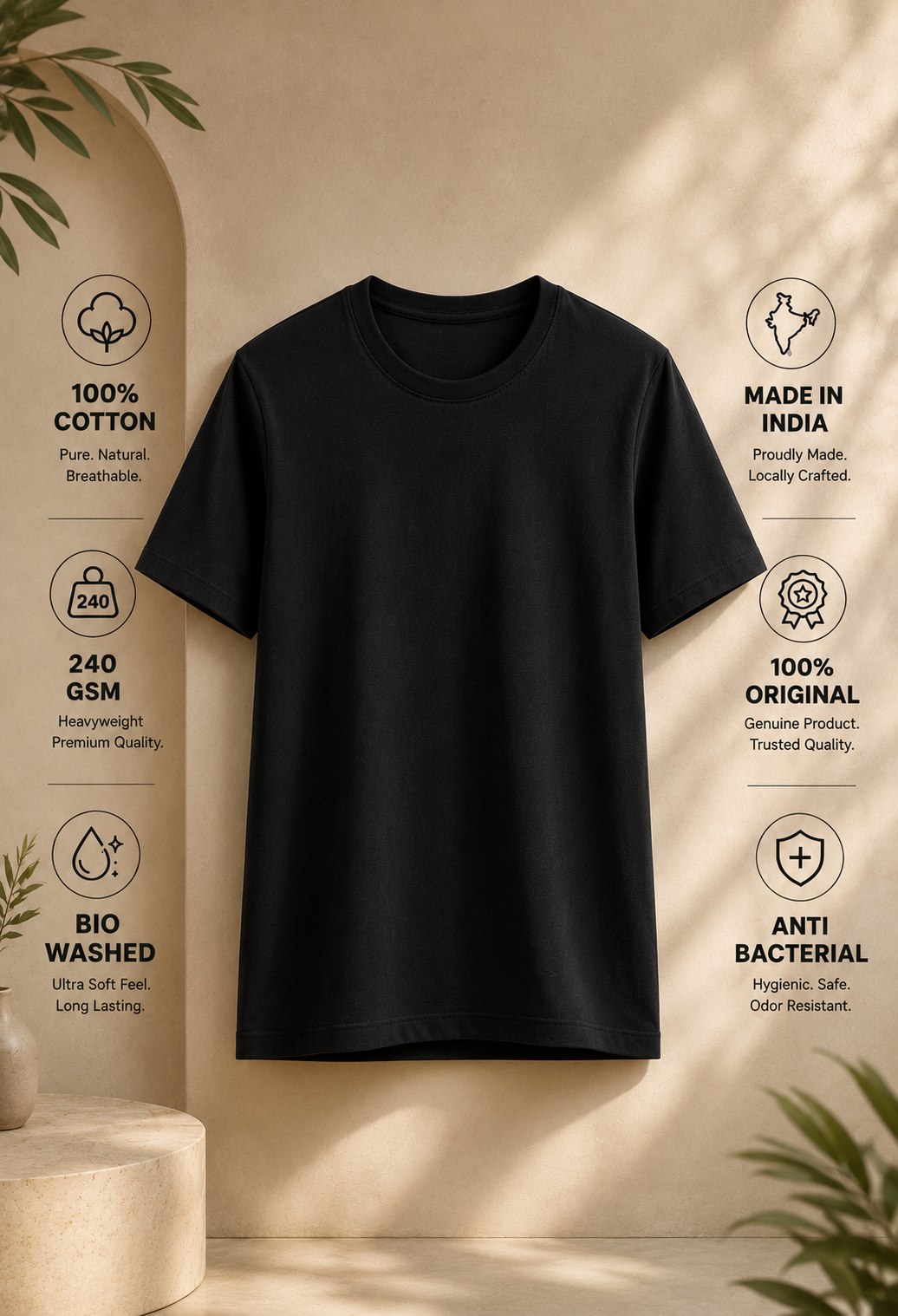 Premium Black T-Shirt - Regular Fit