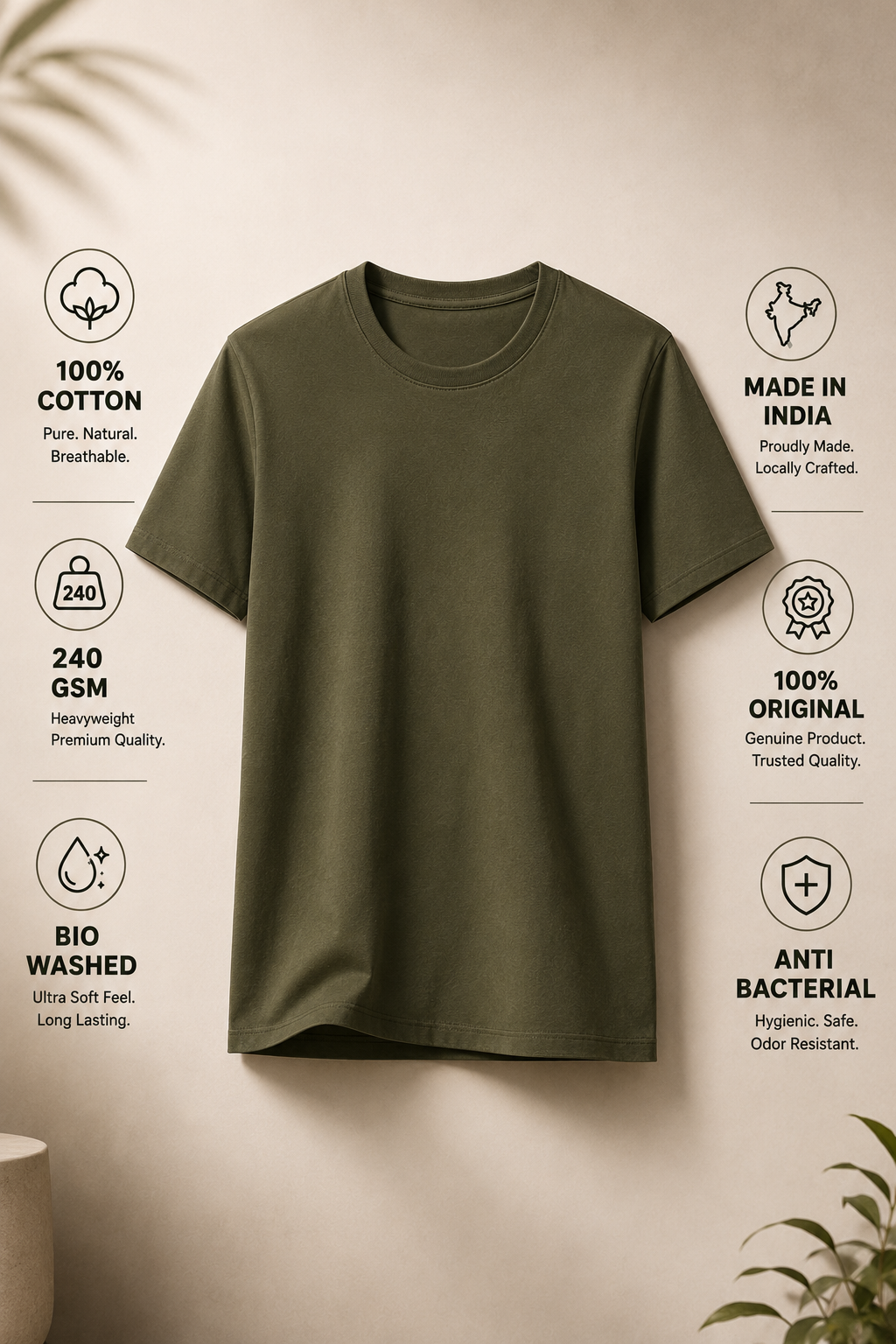 Premium Olive T-Shirt - Regular Fit