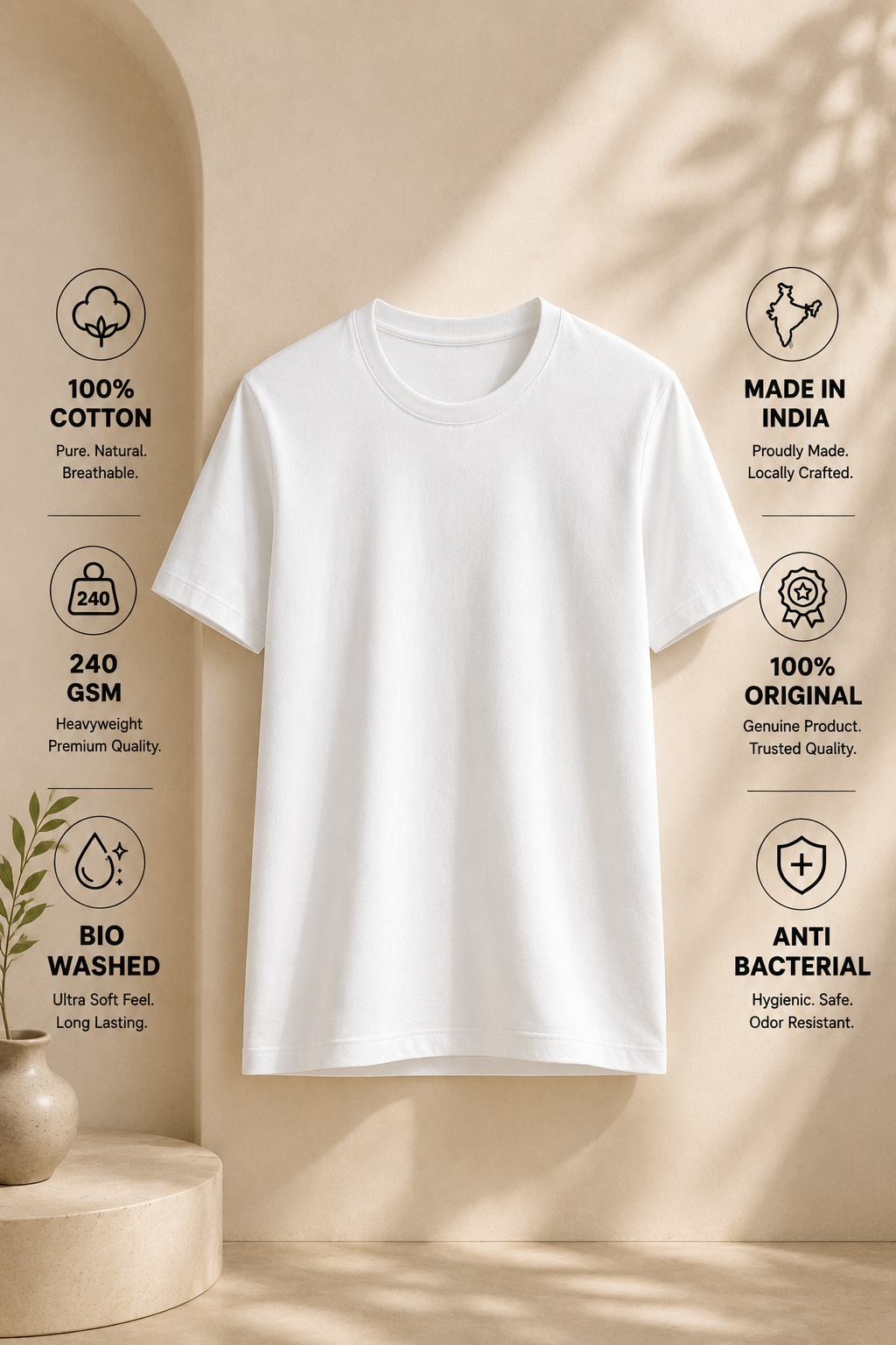 Premium White T-Shirt - Regular Fit