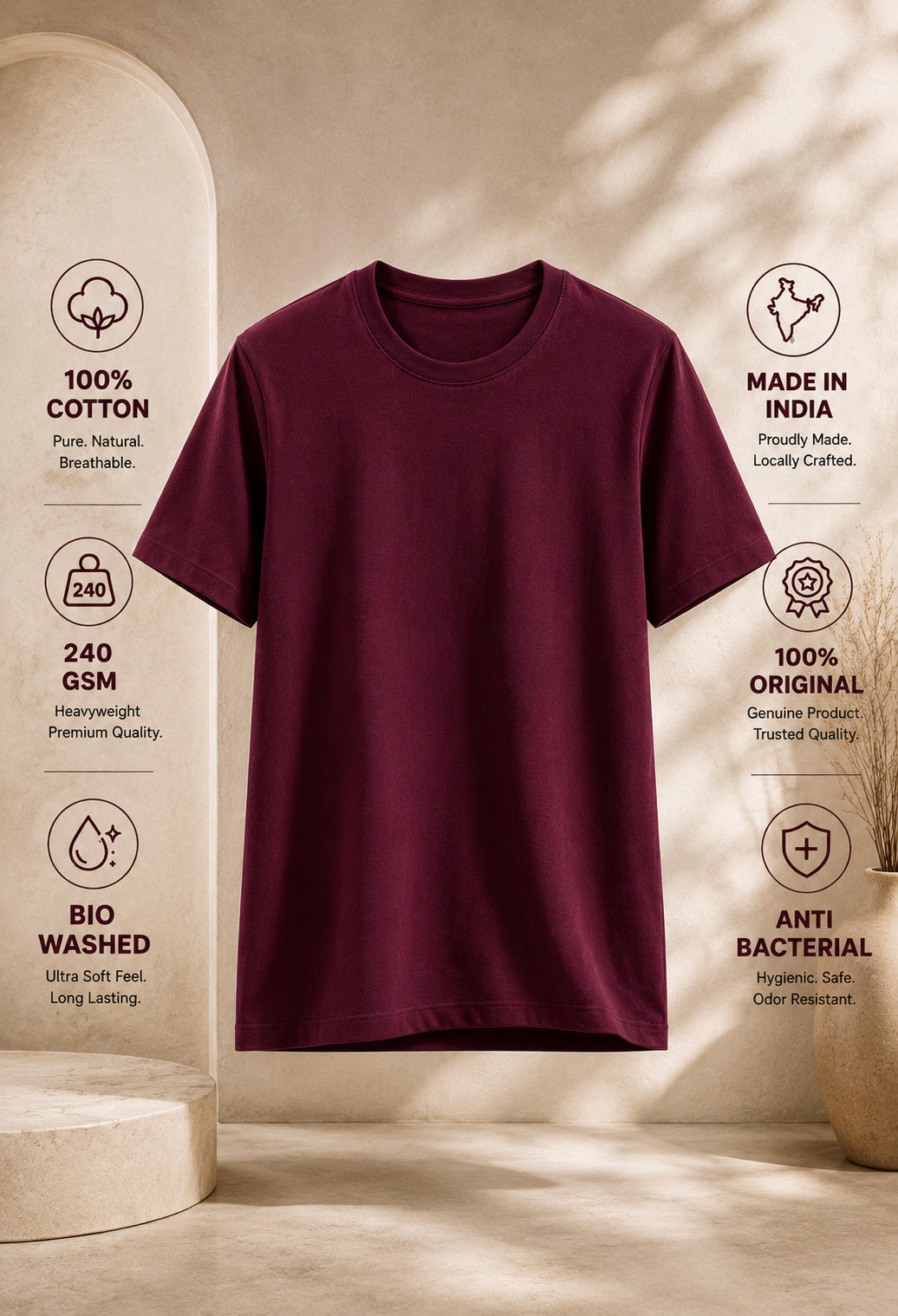 Premium Wine T-Shirt - Regular Fit