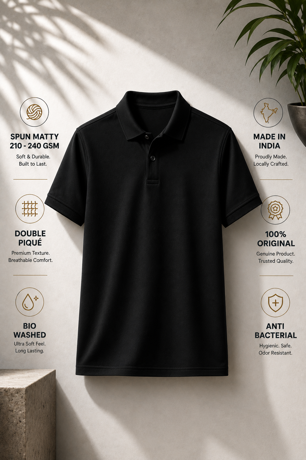 Premium Black Polo T-Shirt