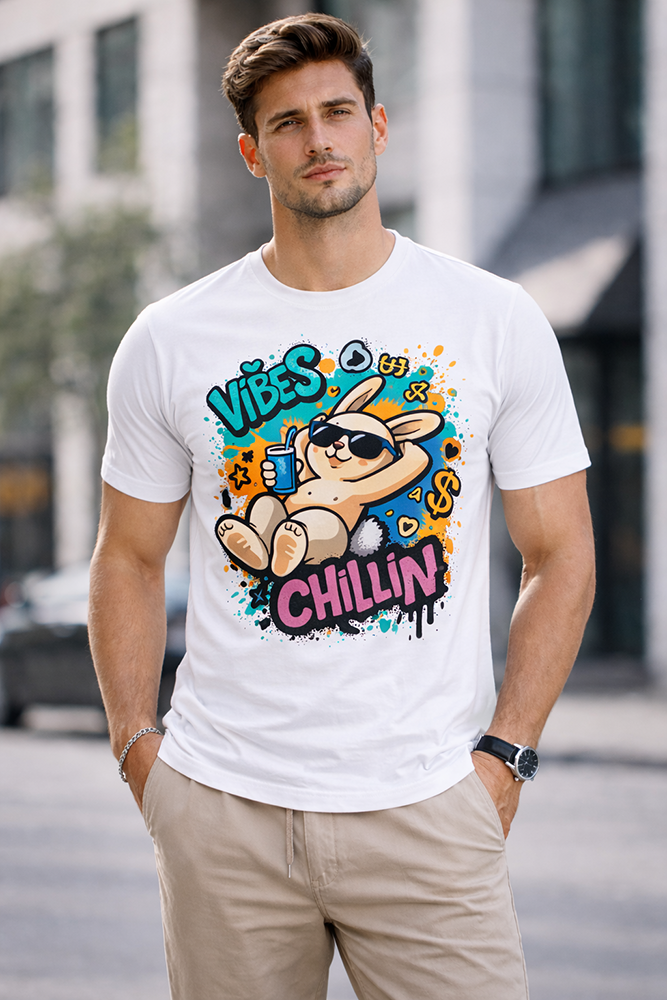 Men’s Graphic Printed White T-Shirt – Regular